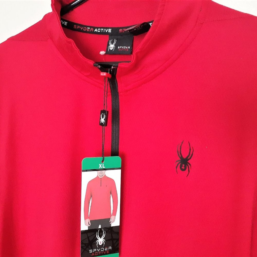 NEW 🕷 Spyder Active Men’s Soft Lightweight Breathable Stretch ¼ Zip top: Red